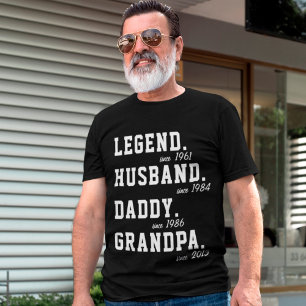 T-shirt Personnaliser Légende Mari Daddy Grand-Père Avec A