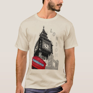 T-shirt Personnaliser Londres Big Ben Horloge Tour Rouge T