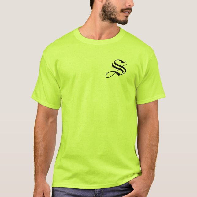 T-shirt Personnaliser Monogram S Safety Green (Devant)
