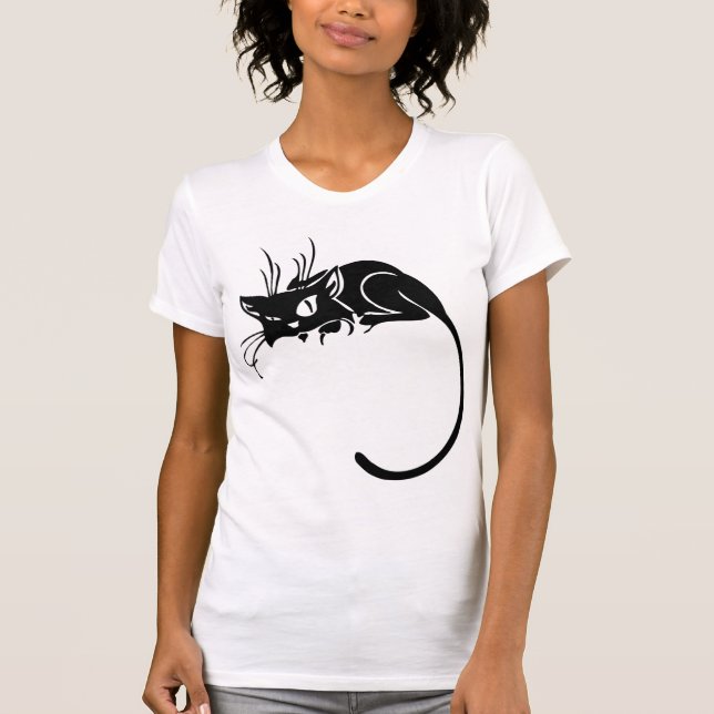 T-shirt Personnaliser noire de chaton de chat de Kitty (Devant)