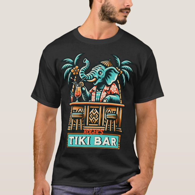 T-shirt Personnaliser Retro Elephant Tiki Bar (Devant)
