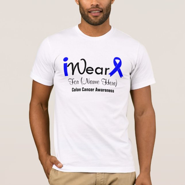 T-shirt Personnalisez le cancer du colon de ruban bleu (Devant)