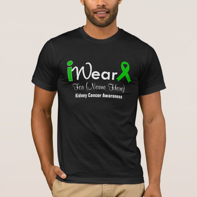 T-shirt Personnalisez le Cancer vert de rein de ruban (Devant)