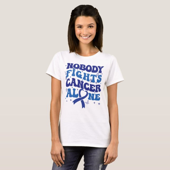 T-shirt Personne ne combat seul le cancer Colon Sensibilis (Devant entier)
