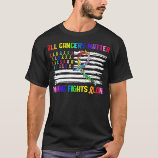 T-shirt Personne ne combat seul le cancer Drapeau américai
