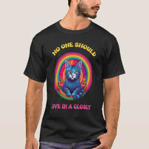 T-shirt Personne Ne Devrait Vivre Dans Un Cat Gay pride LG