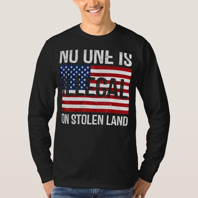 T-shirt Personne N'Est Illégal Sur Un Drapeau Américain Vo (Devant)