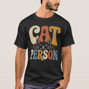 T-shirt Personne Rétro Chat Typographie Amateur de Chat