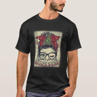 T-shirt Personnel de bureau favori de père Noël Messy Bun 