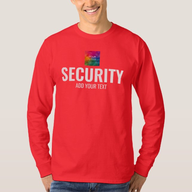 T-shirt Personnel de sécurité Mens Modèle rouge Moderne (Devant)