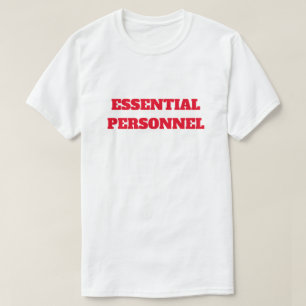 T-shirt Personnel essentiel en texte rouge gras