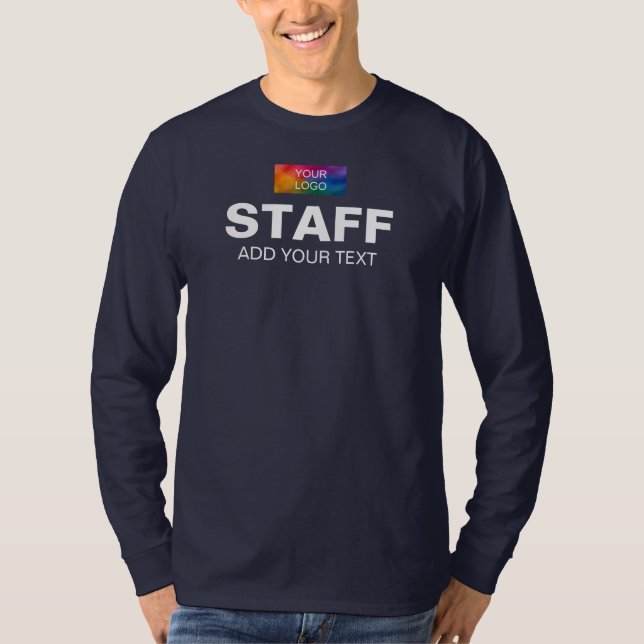 T-shirt Personnel Personnalisé Société Logo Texte Mens Lon (Devant)