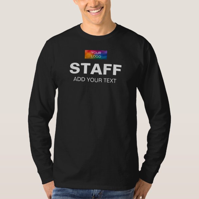 T-shirt Personnel Société Logo Texte Mens Long Sleeve (Devant)