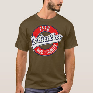 T-shirt peru backpacker world traveler logo