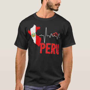 T-shirt Peru Flag Map Heartbeat Design for Peruvian Pride 