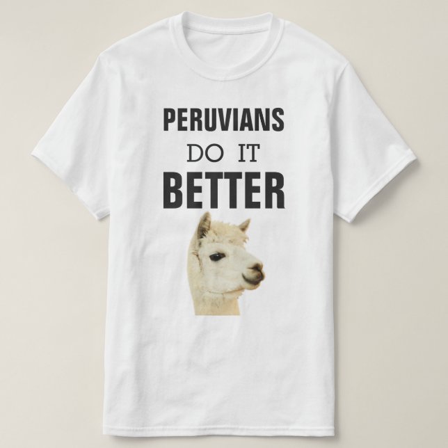 T-shirt Péruvien il améliorent avec l'alpaga (Design devant)