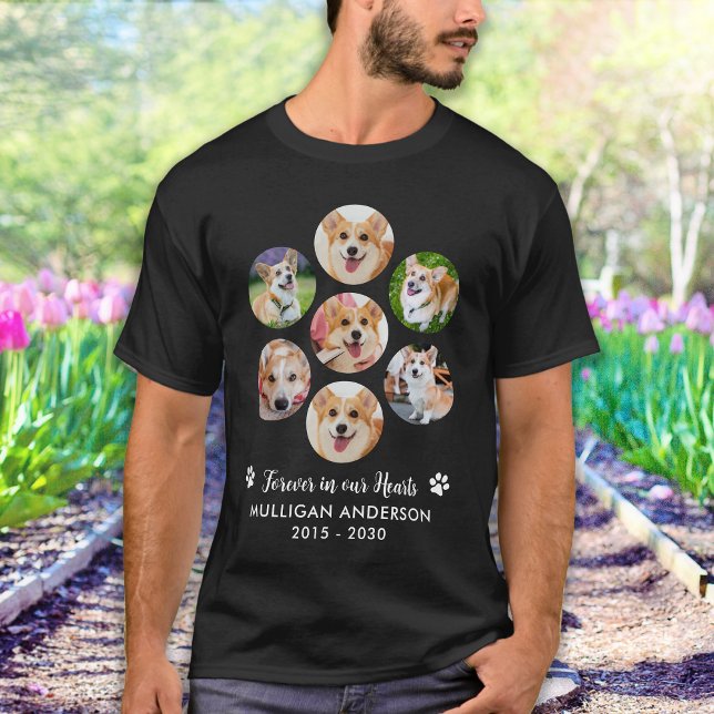 T-shirt Pet Dog Memorial Personnalisé 7 Photo Collage (Créateur téléchargé)