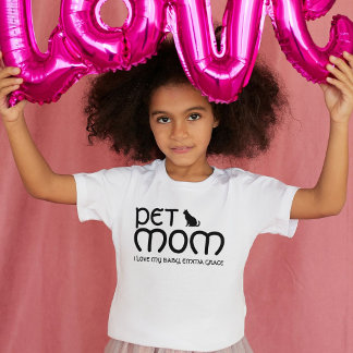 T-shirt Pet Lover Cat Mom Black White Mother's Day Script