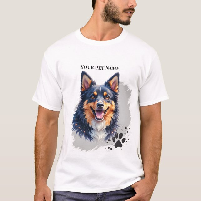 T-shirt Pet’s Simple Modern Name & Photo Custom Design (Devant)