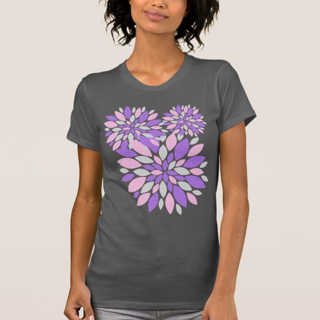 T-shirt Pétales Magiques Fleurs Violettes (Devant)