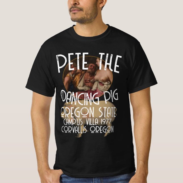 T-SHIRT PETE DANCING PIG OREGON STATE 1977 (Devant)