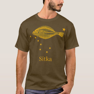 T-shirt Pétersbourg Alaska Drapeau Haliut Pêche