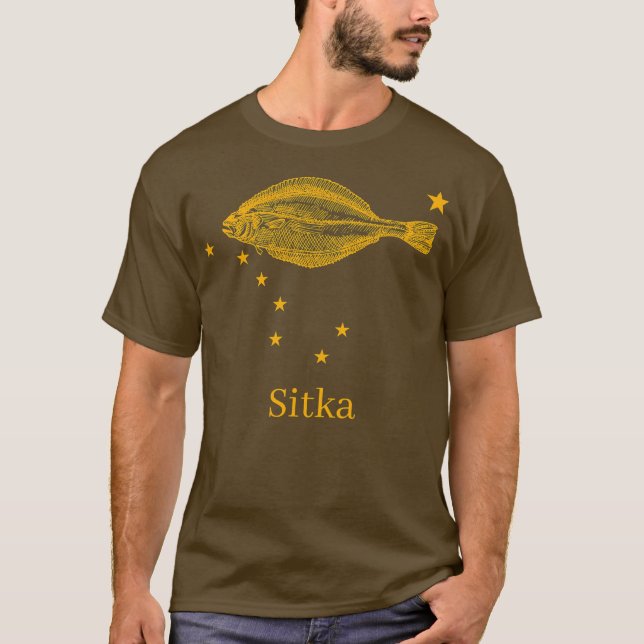 T-shirt Pétersbourg Alaska Drapeau Haliut Pêche (Devant)