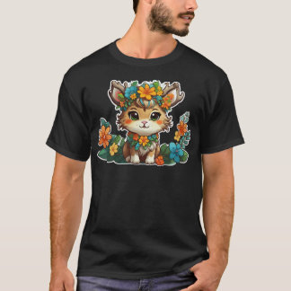 T-shirt Petit adorable Père Noël Reindeer Kawaii Noël