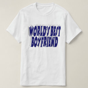 T-shirt Petit ami avec typographie bleu foncé
