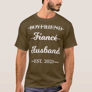 T-shirt Petit ami Fiance Hus Marié 2023 Fiançailles s