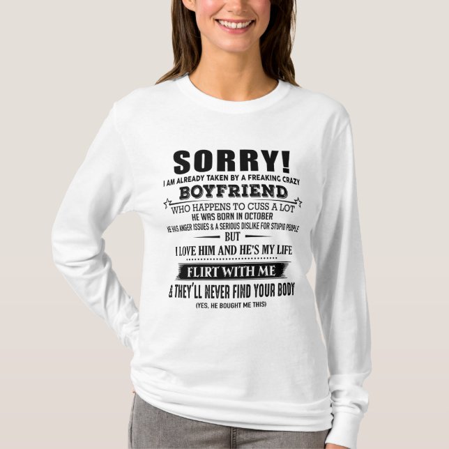 T-shirt Petit ami Il est né en octobre (Devant)