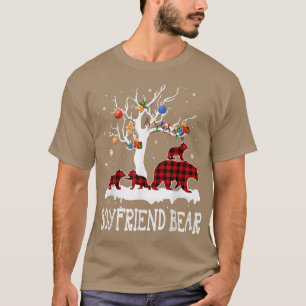 T-shirt Petit ami Ours Pyjama de Noël Buffle Rouge Plaid