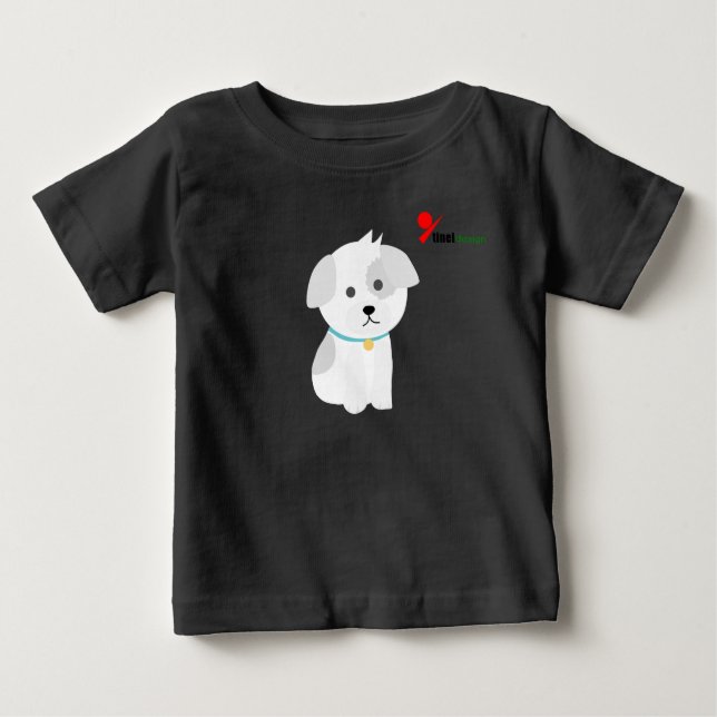 T-shirt petit bébé chiot (Devant)
