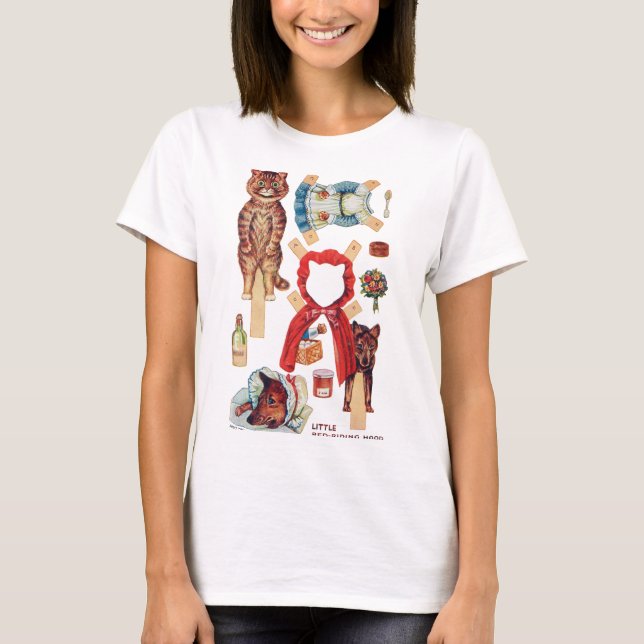 T-shirt Petit Chaperon Rouge, Poupée En Papier, Louis Wain (Devant)