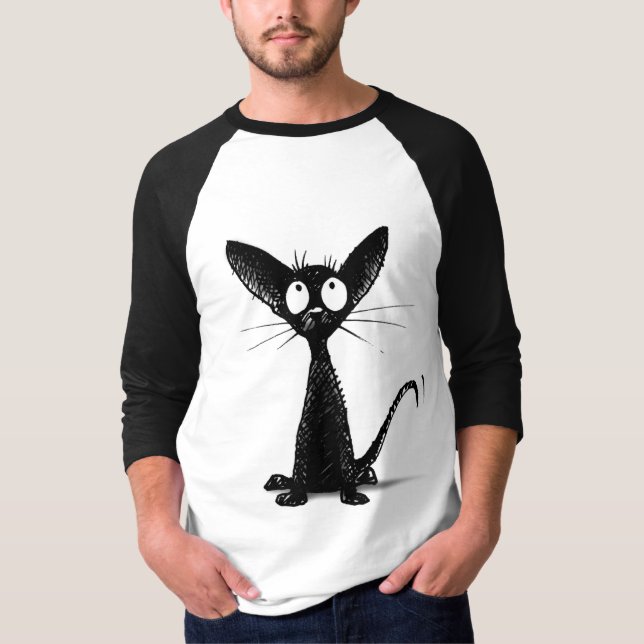 T-shirt Petit chat noir drôle (Devant)