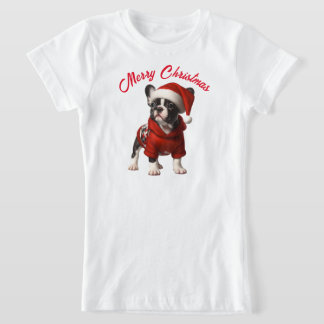 T-Shirt Petit Chien à taureaux français et chapeau de Sant