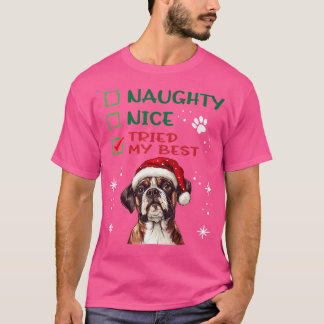 T-shirt Petit Chien Chien Chien Chien Noël Naughty Nice J'