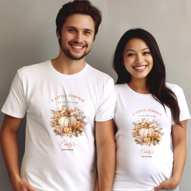 T-shirt Petit Citrouille En Voie Baby shower Neutre (Little Pumpkin Is On The Way Neutral Baby Shower T-Shirt)