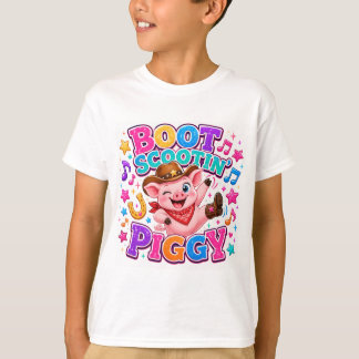 T-Shirt 'Petit Cochon qui Danse en Bottes'