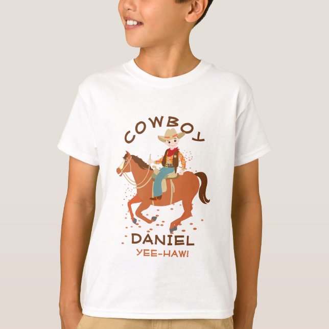 T-shirt Petit cow-boy cool et cheval fête d'anniversaire (Devant)