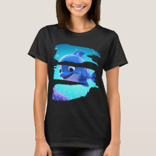T-shirt petit dauphin bébé animé dans les profondeurs de l