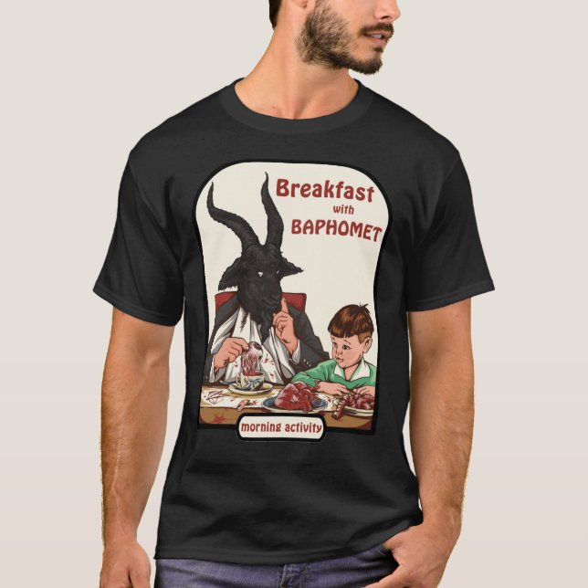 T-shirt Petit-déjeuner avec Baphomet Première version Prem (Devant)