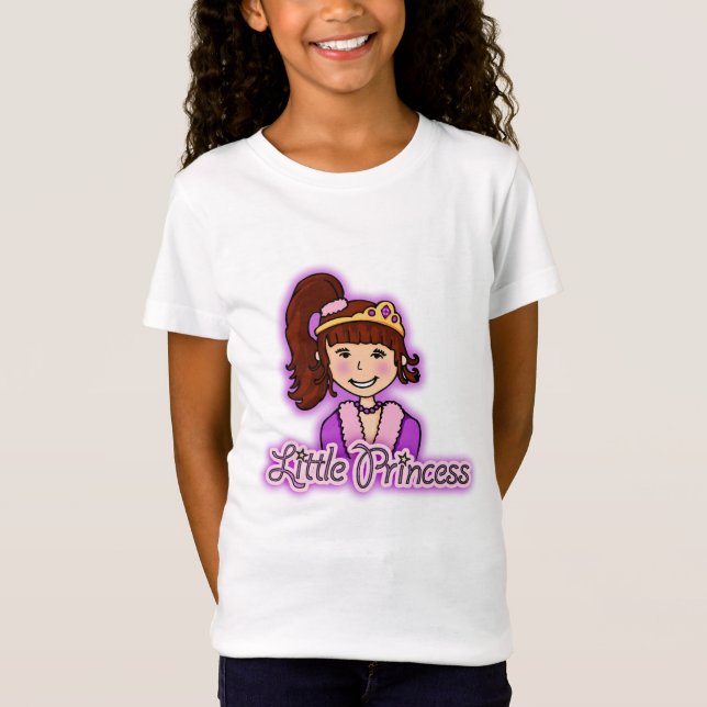 T-Shirt Petit dessus de rose de fille de cheveux foncés de (Devant)
