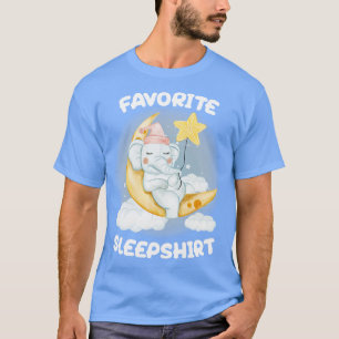 T-shirt Petit Eléphant mignon dormant sur la Lune Nap Favo