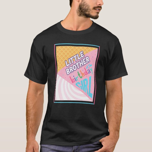 T-shirt Petit Frère Anniversaire Fille Crème Glace Thème M (Devant)