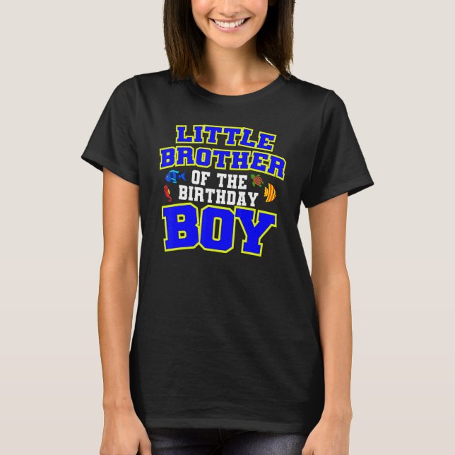 T-shirt Petit Frère De L'Anniversaire Garçon Pêche Thème B (Devant)
