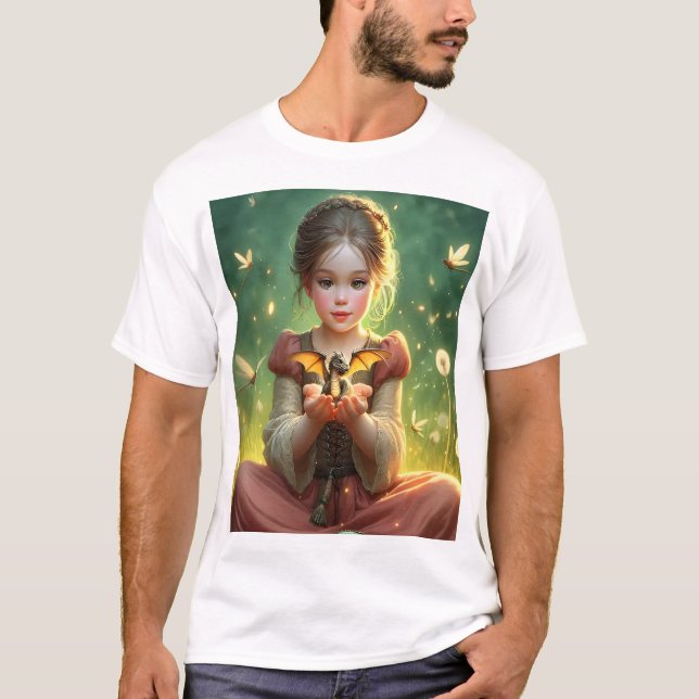 T-shirt Petit gardien de dragon avec papillons (Devant)