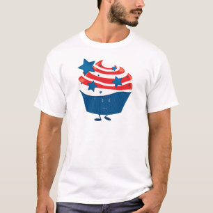 T-shirt Petit gâteau blanc et bleu rouge de sourire