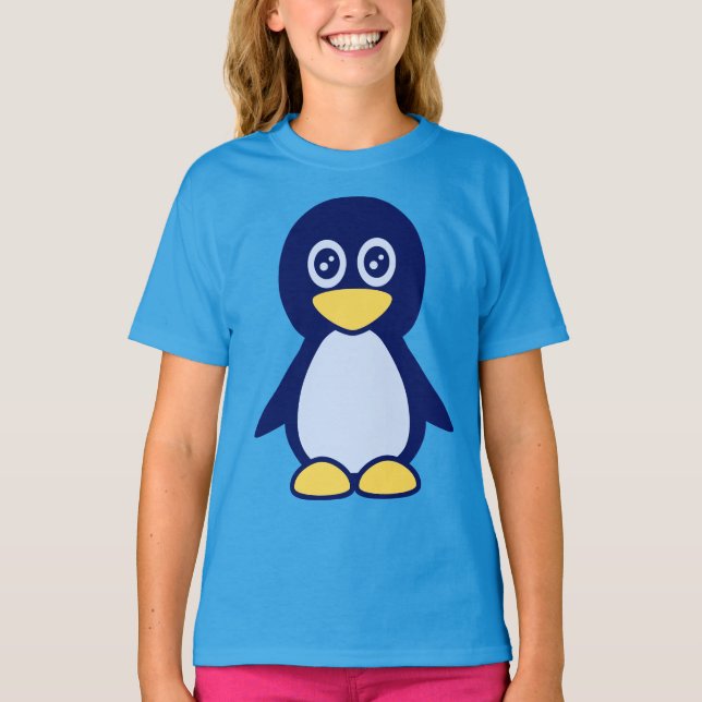 T-shirt Petit mignon pingouin bleu (Devant)