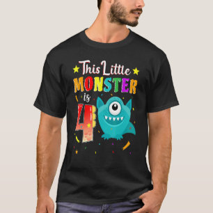 T-shirt Petit Monstre 4e anniversaire Monstre de fête 4 an